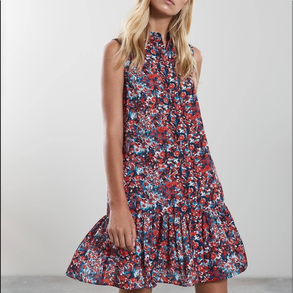 NEW Reiss London Drop Hem Floral Print Dress 8